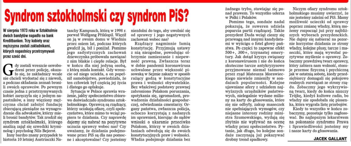 Syndrom sztokholmski czy syndrom PiS?