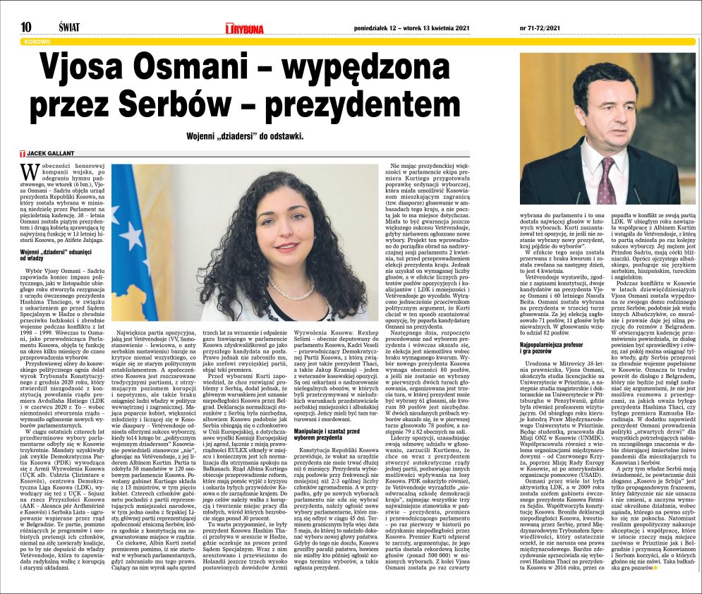 Vjosa Osmani – wypędzona przez Serbów - prezydentem